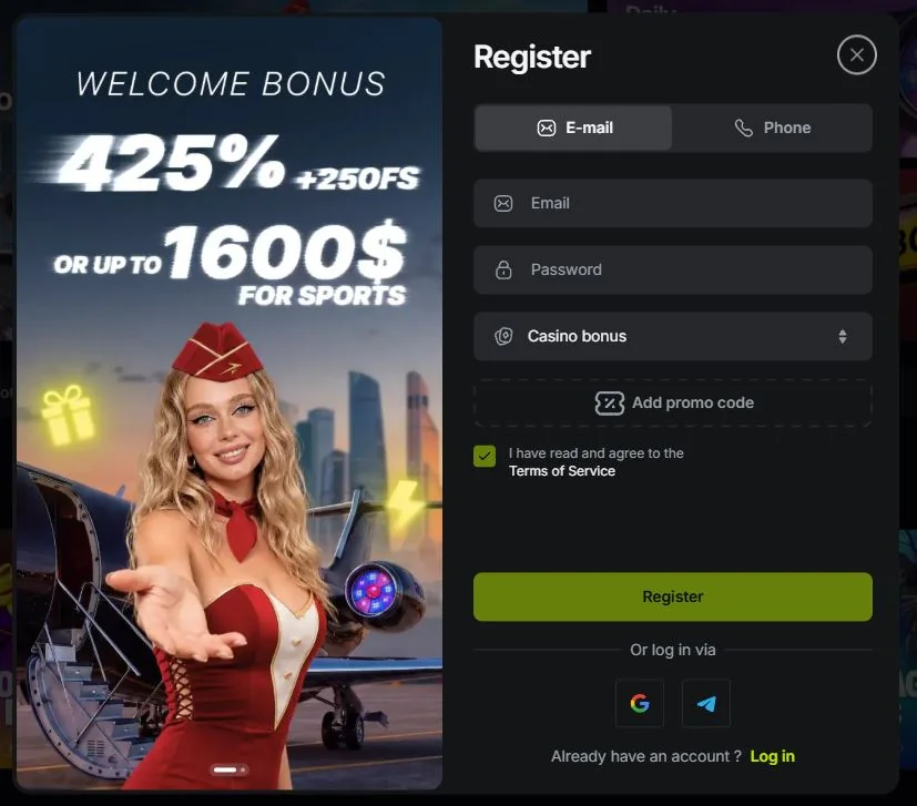 Регистрация и вход в JetTon Casino